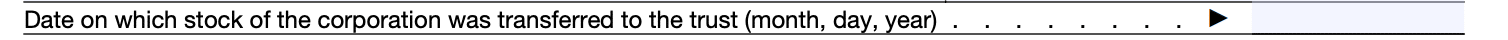 date of transfer of stock Part III form 2553