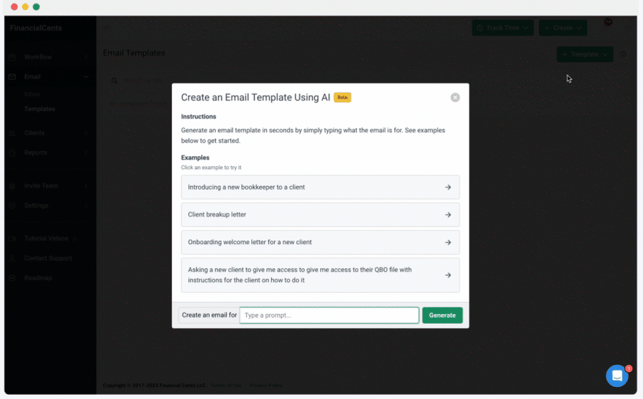 using Financial cents AI and ChatGPT integration to create emails