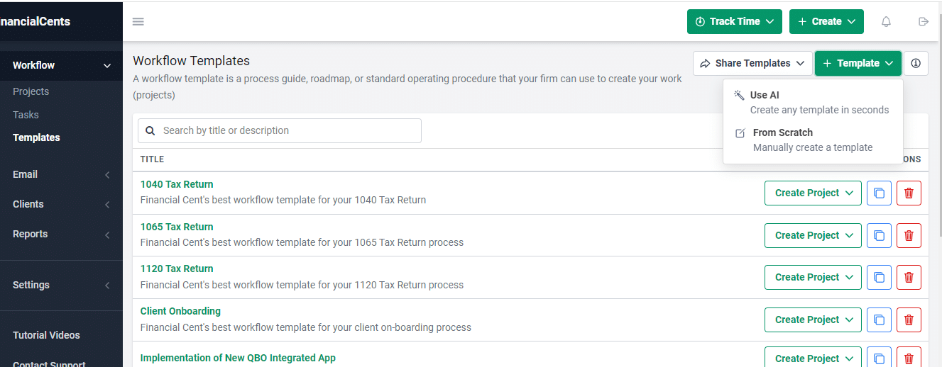 first step to create workflow template in seconds using AI