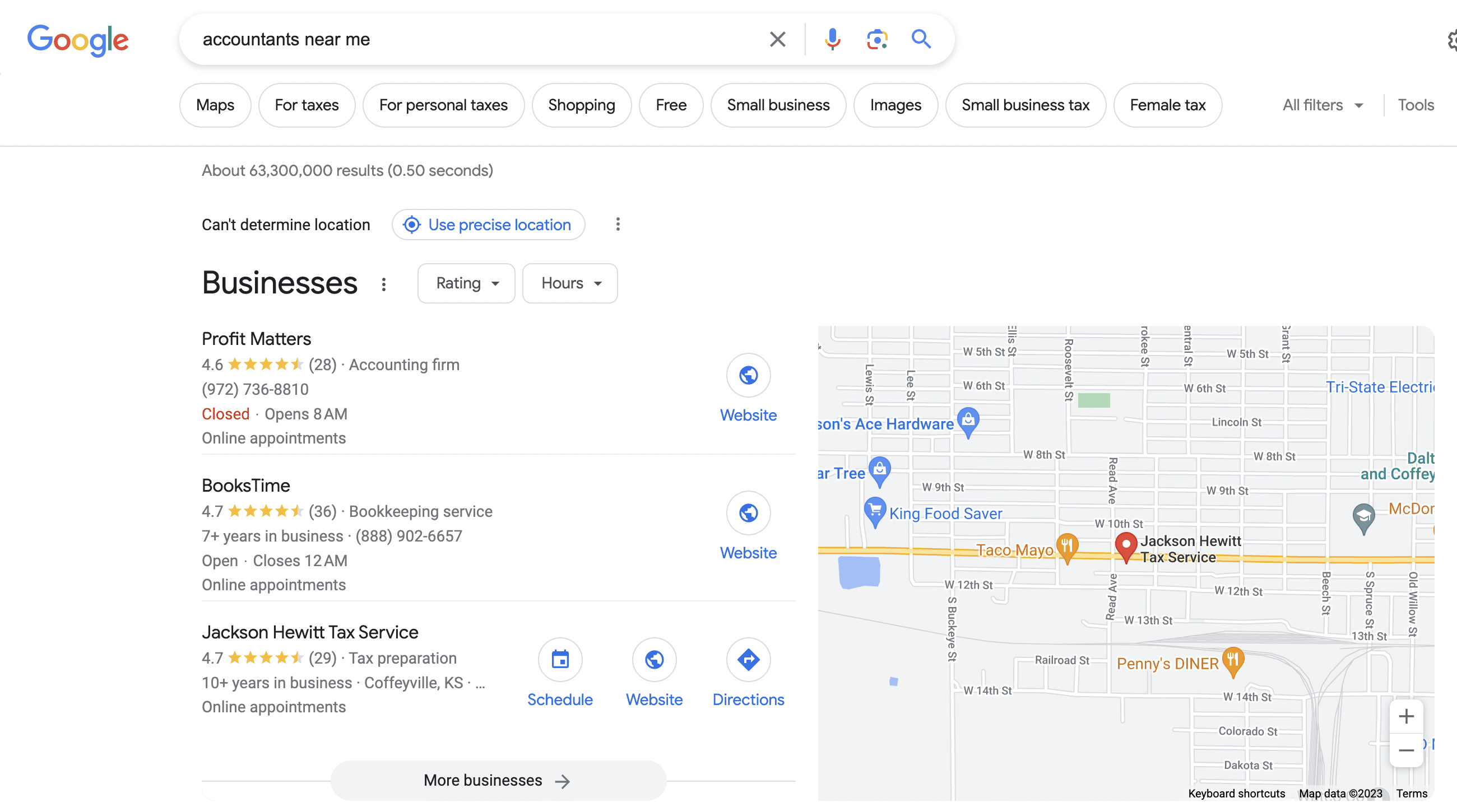 seo for accountants: search results for "accountants near me"