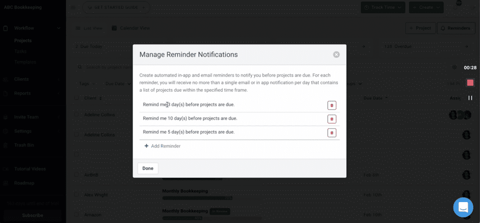 Late filing penalty for 1065: setting due date reminder using workflow software