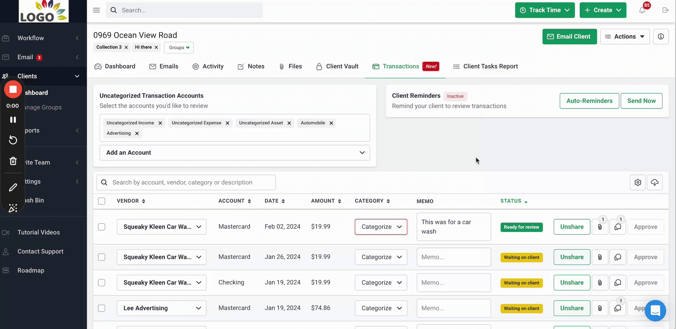 approving uncategorized transactions using ReCats
