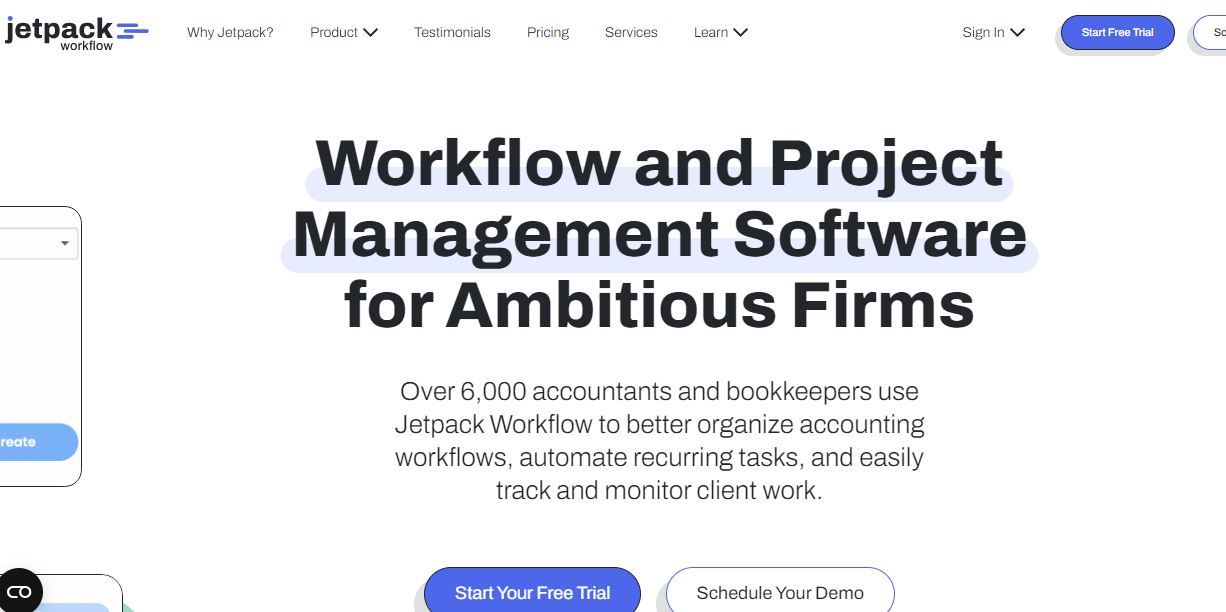 snapshot of jetpack workflow homepage