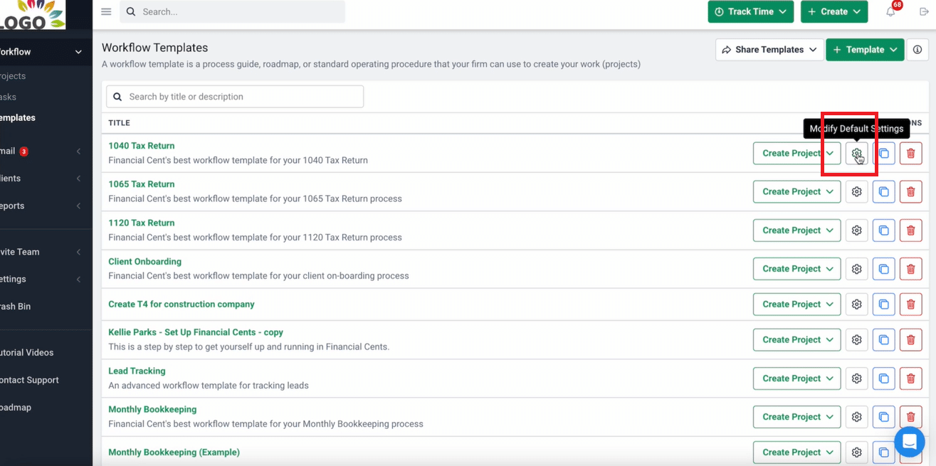 modify the default settings for templates