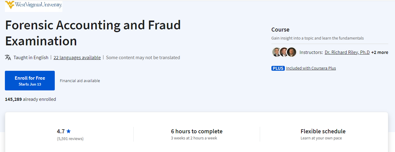 Forensic accounting and fraud examination free course