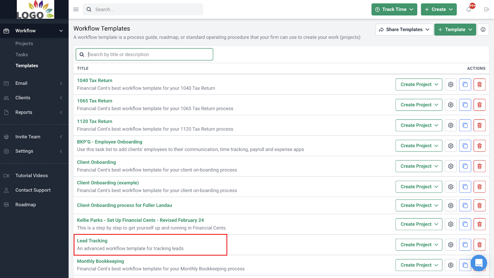 Financial Cents lead tracking template
