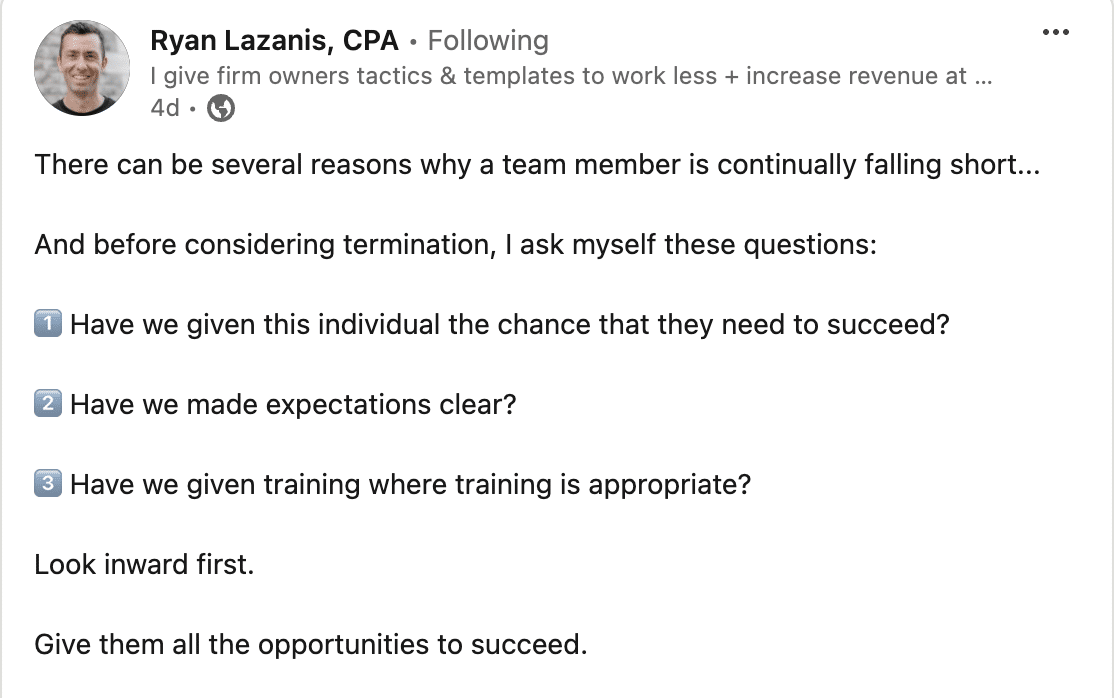 Linkedin post by Ryan