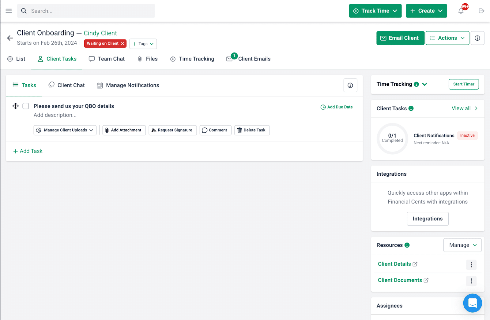 make client requests during client onboarding
