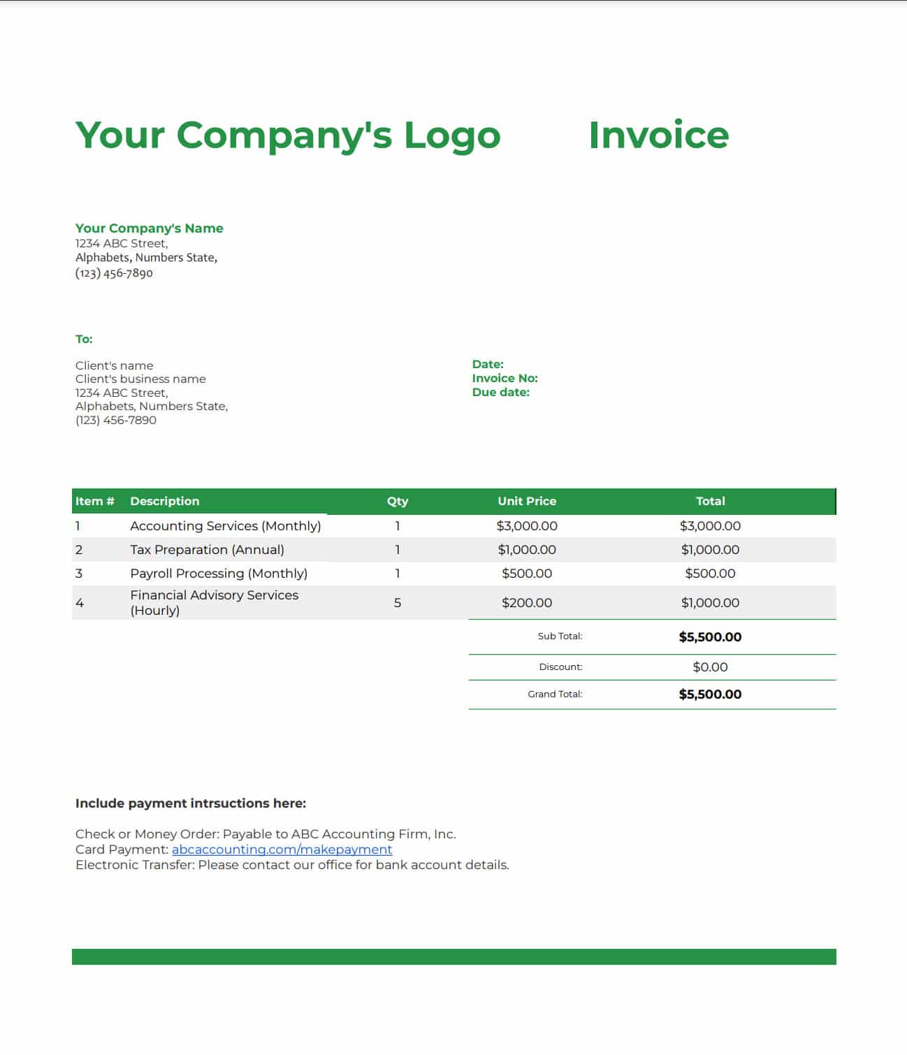 accounting invoice template