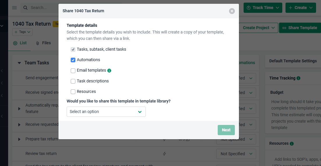 things you want to be included in your template