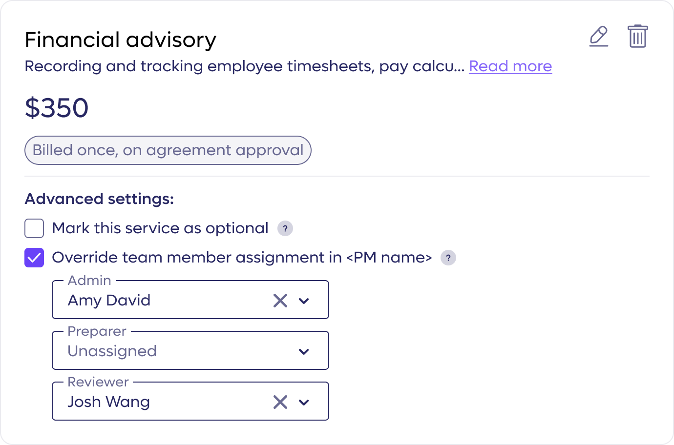 assigning team members to projects from Anchor