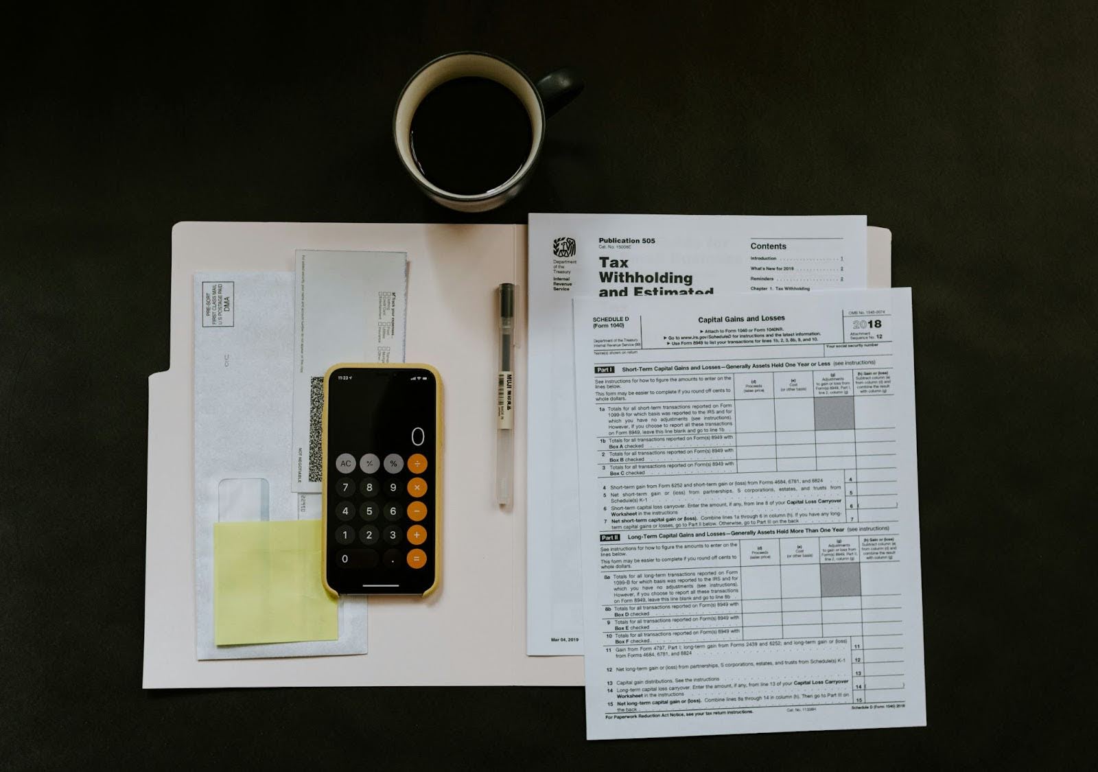 tax forms on a ddesk