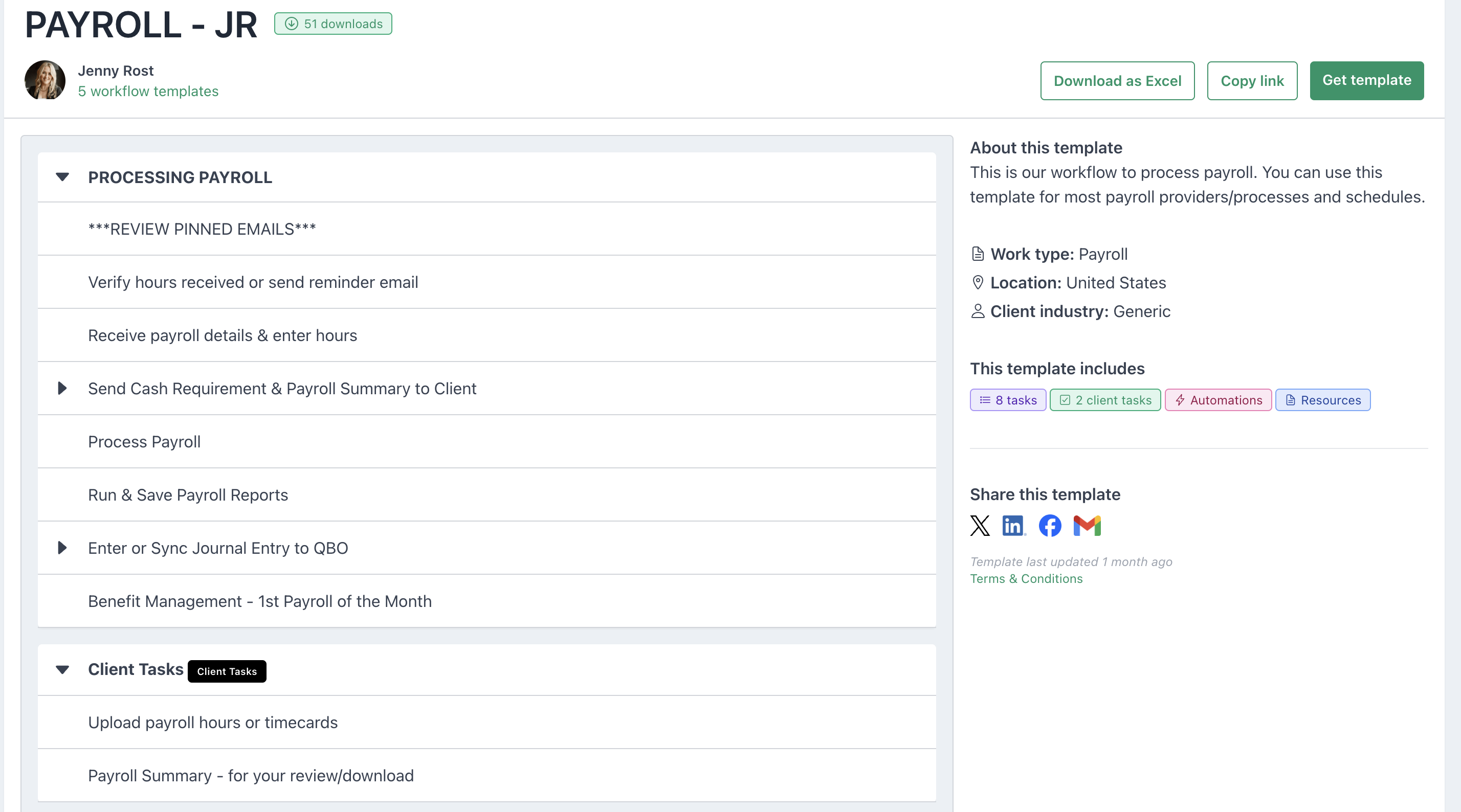 General payroll checklist snapshot