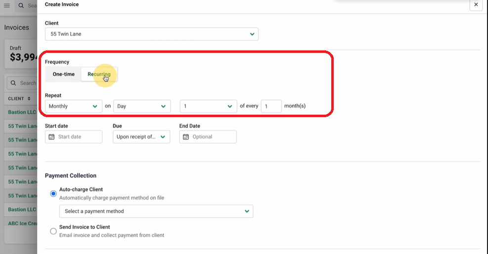 set your invoice to recur automatically 