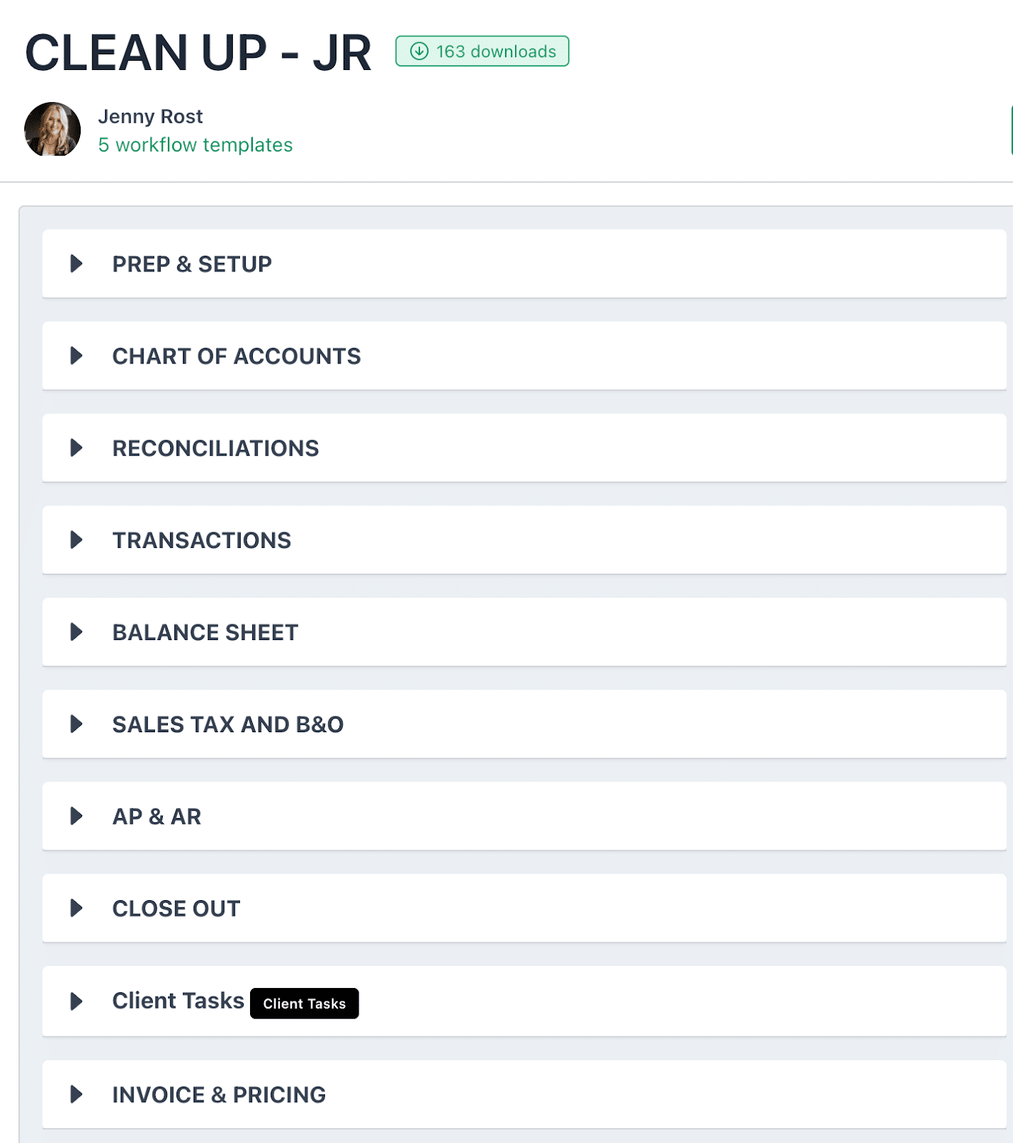 bookkeeping clean up checklist sample
