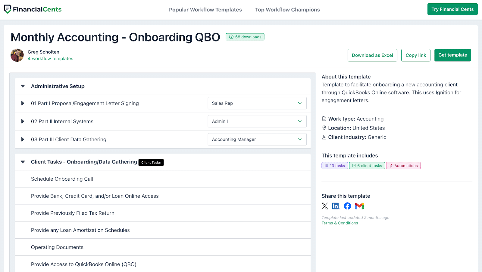 monthly accounting - onboarding checklist template