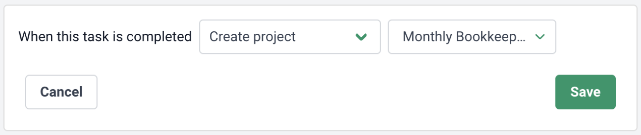 feature to automatically create another project when done with a task