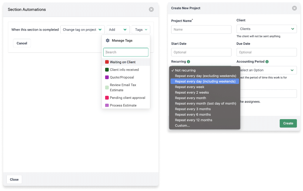 automation features in Financial Cents