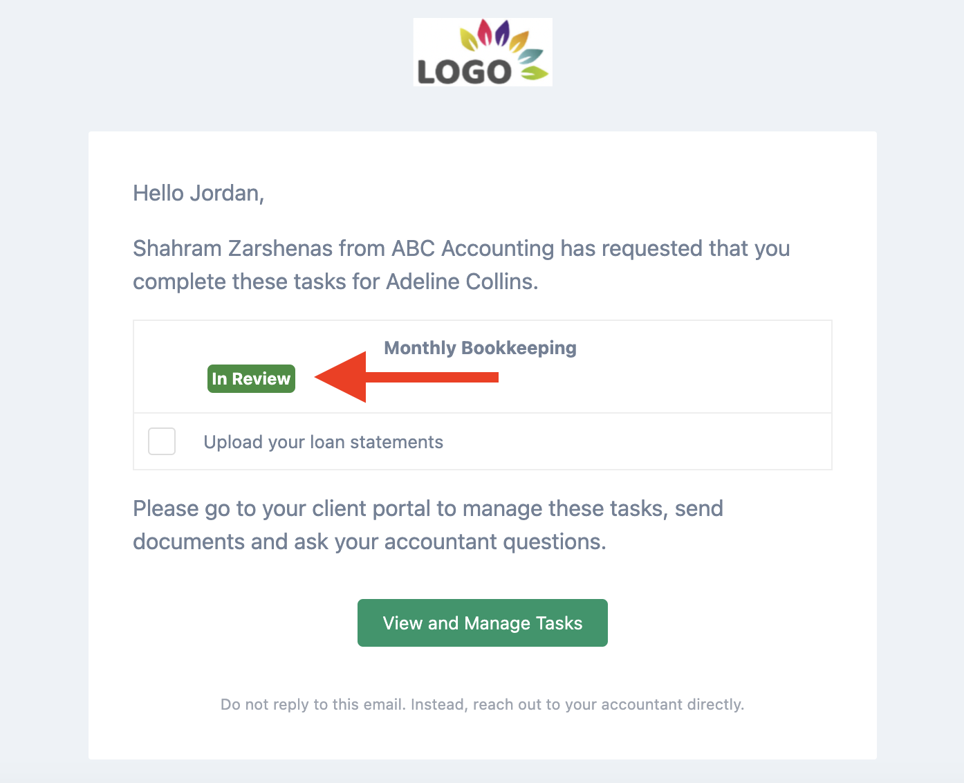 client tag status visible in email