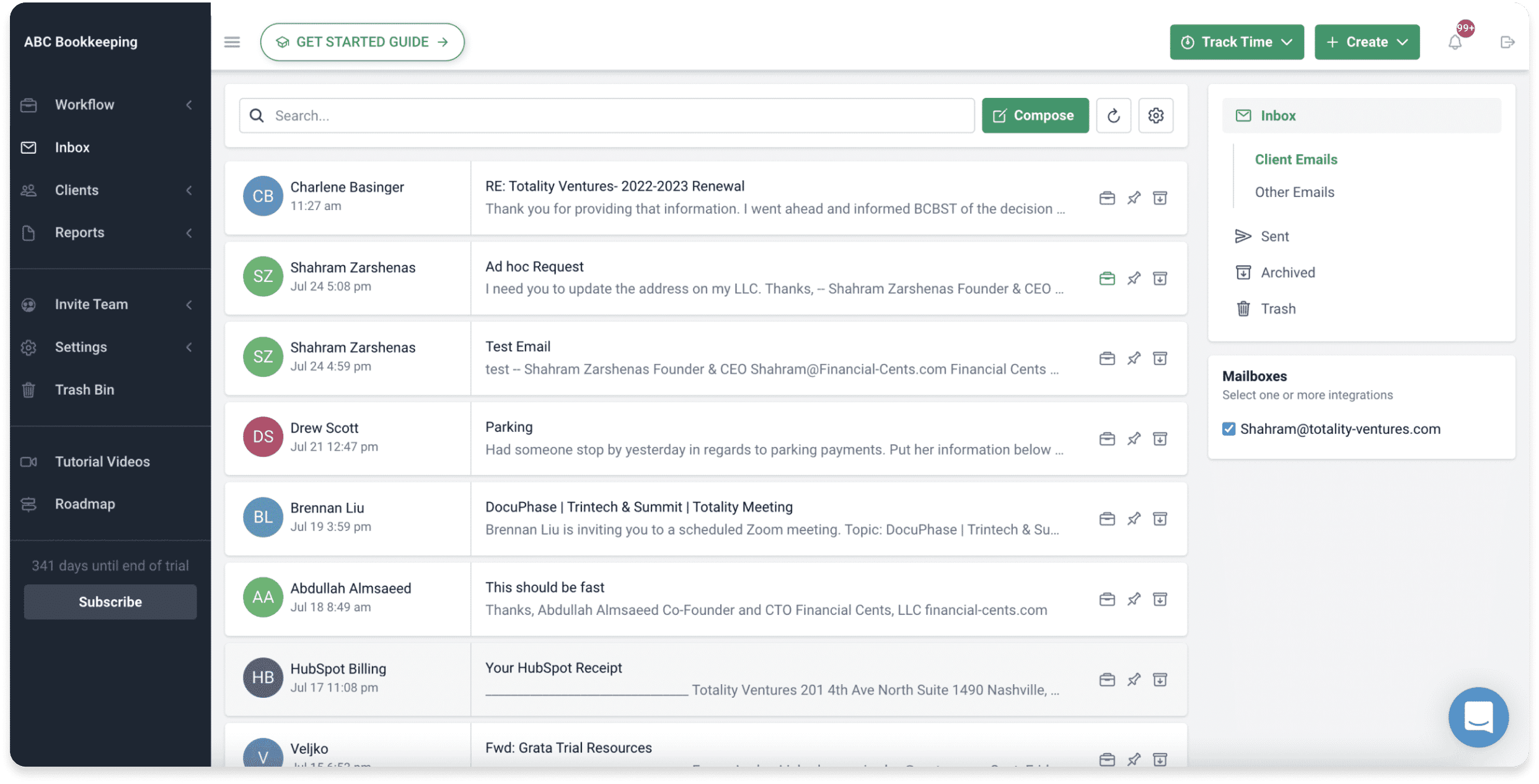 Financial Cents email dashboard