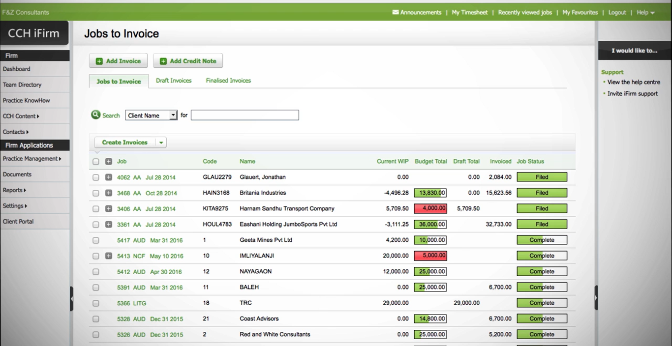CCH ifirm billing feature