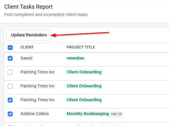 bulk update reminders for client tasks