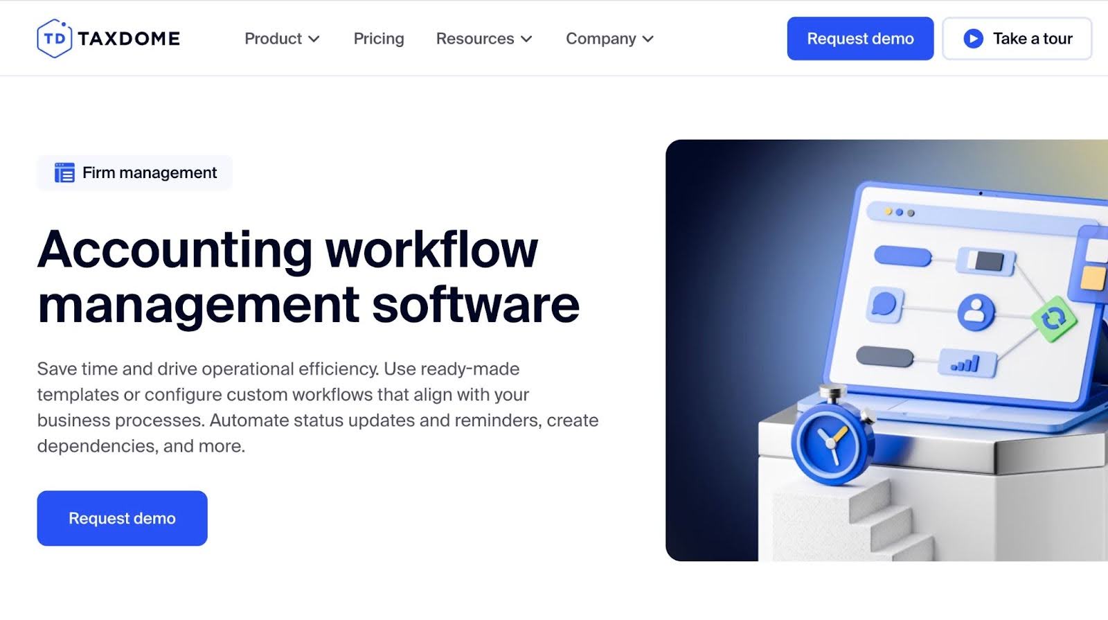 accounting workflow tool - taxdome snapshot