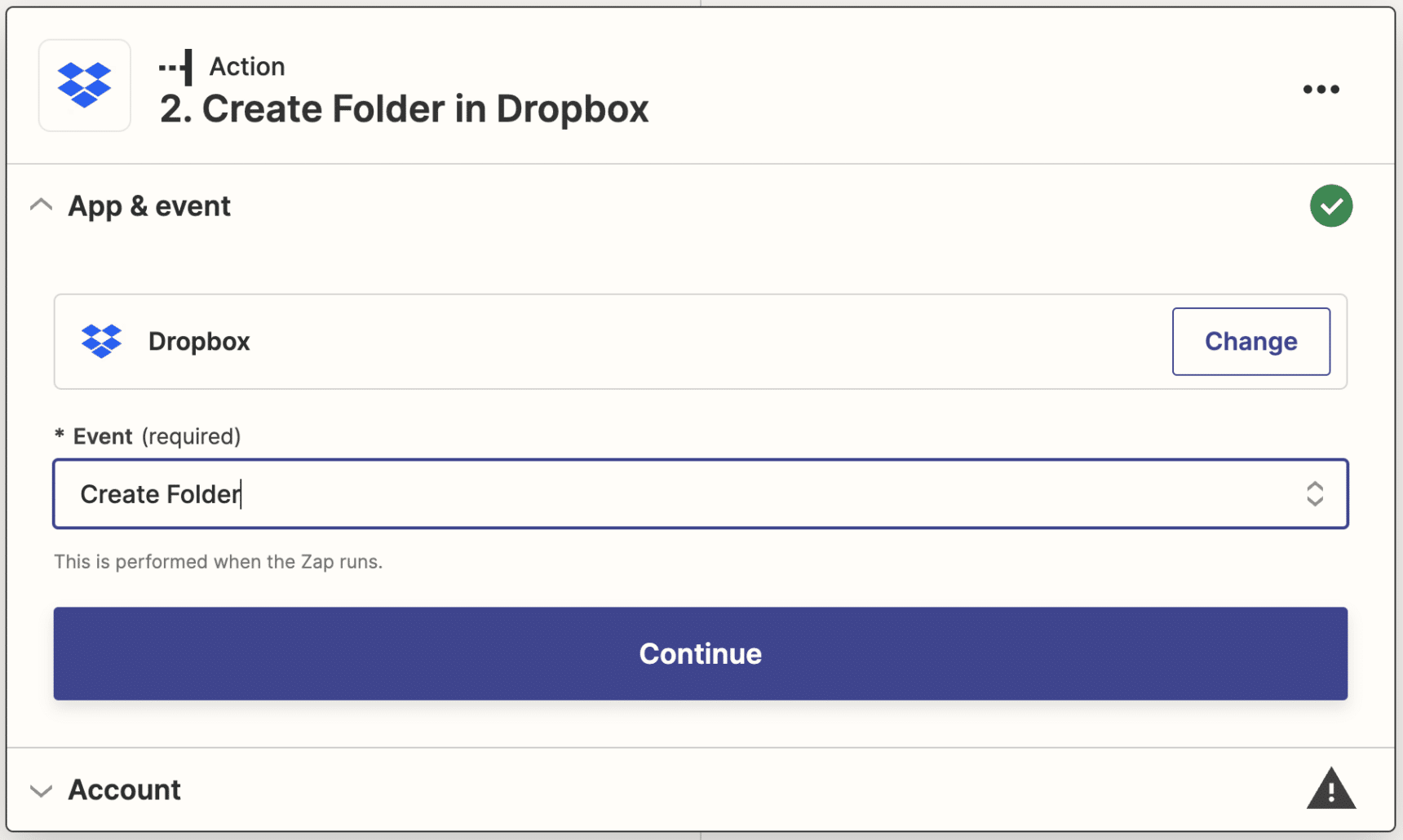 zapier - dropbox create a client folder from financial cents
