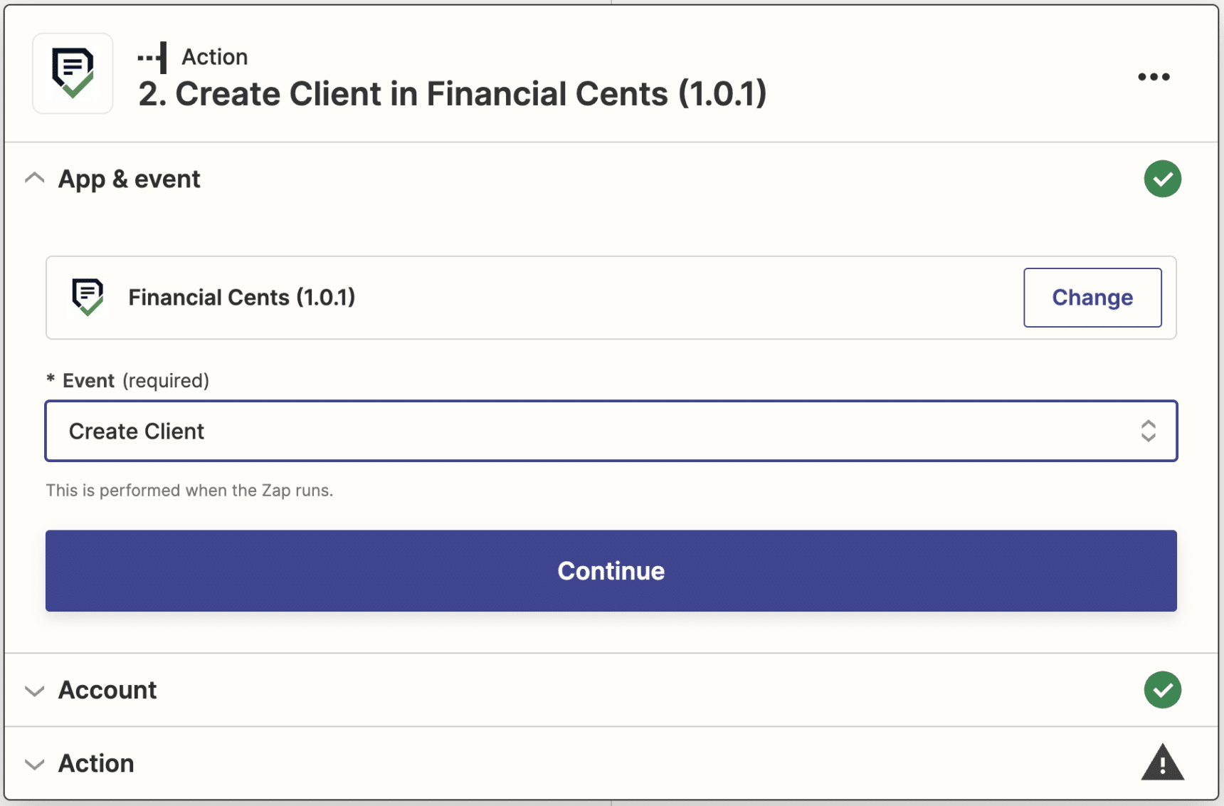 create client in 17hats app from financial cents using zapier integration