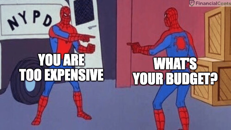 billing meme of two spidermen trying to settle on a pricing
