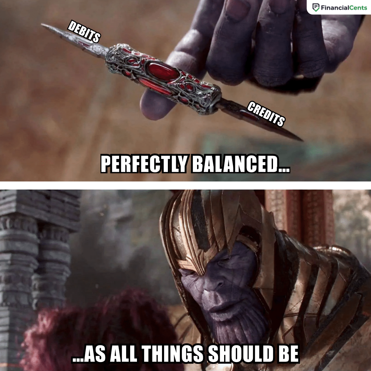 thanos perfectly balanced accounting meme
