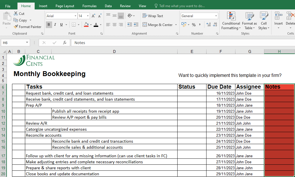 notes tab on spreadsheets