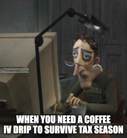 coffee IV drip during tax season meme