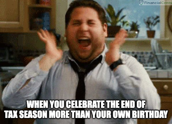 Excited Jonah Hill meme - happy about the end of tax season than your birthday