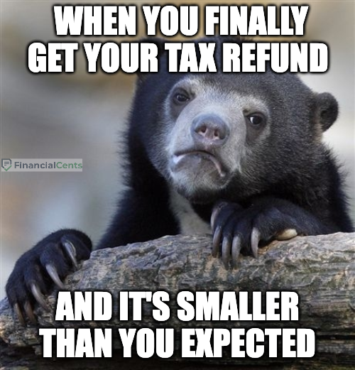 tax refund meme - unhappy bear