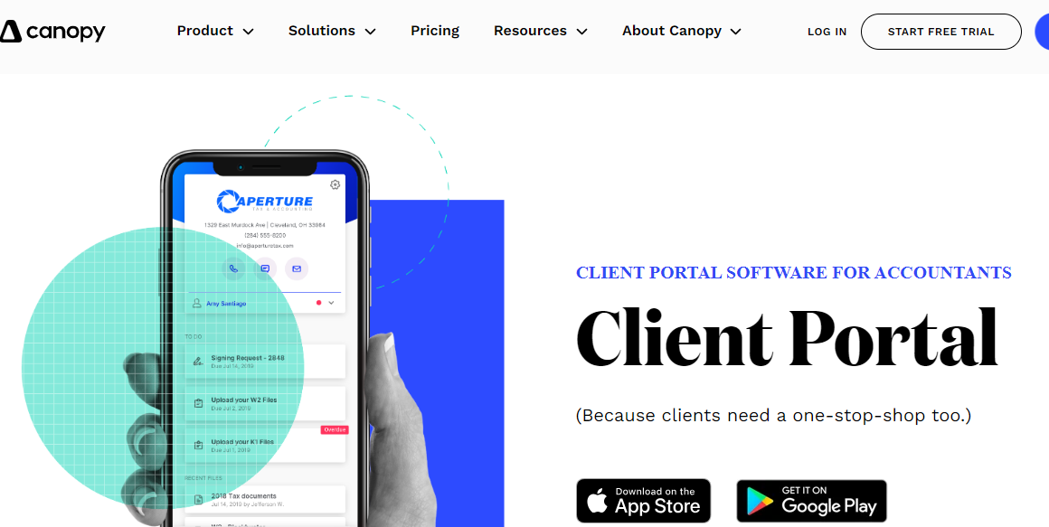 Canopy client portal software for accountants