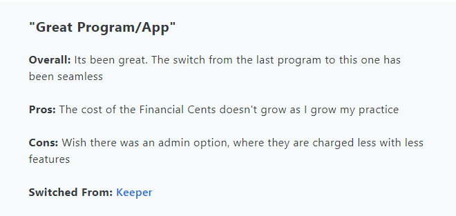 review from a Financial Cents user