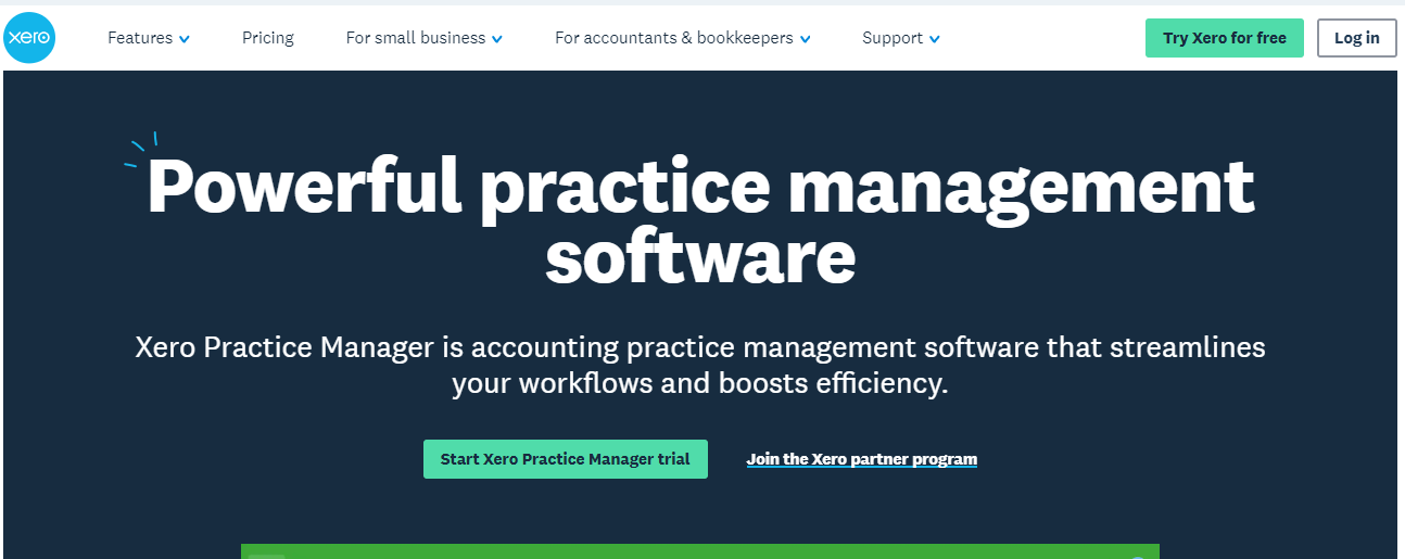 xero practice manager homepage