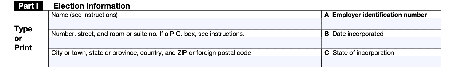 irs form 2553 instructions - election information