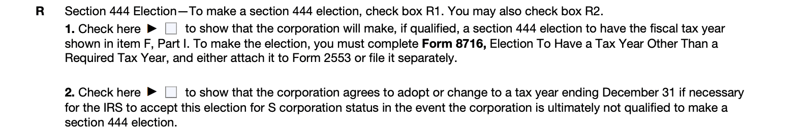 form 2553 - line R Part II