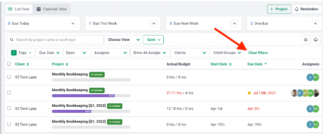 snapshot of Financial Cents Due date tracking feature