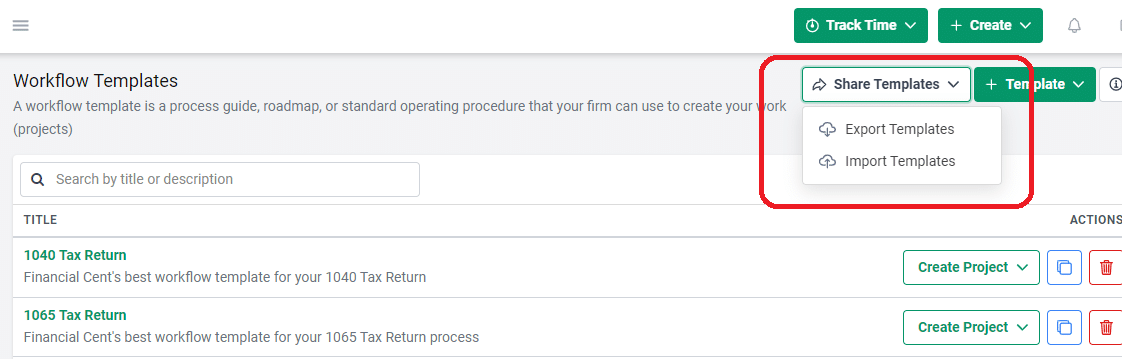 importing your workflow template into an accounting workflow management software