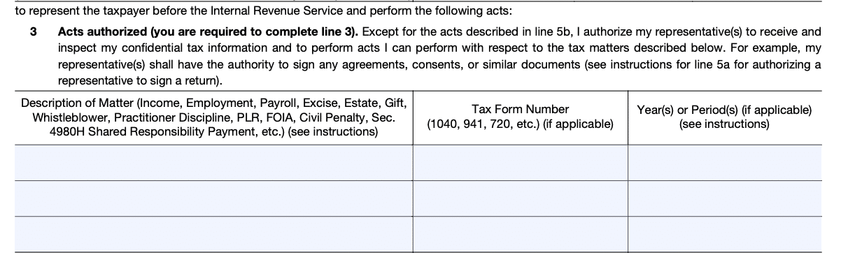 instructions for form 2848 line 3 - acts authorized