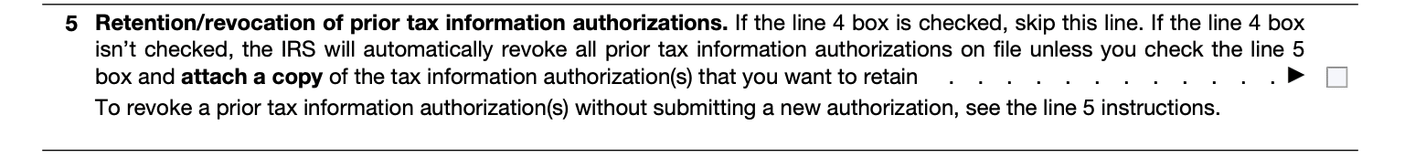 Form 8821, line 5 - retention/revocation