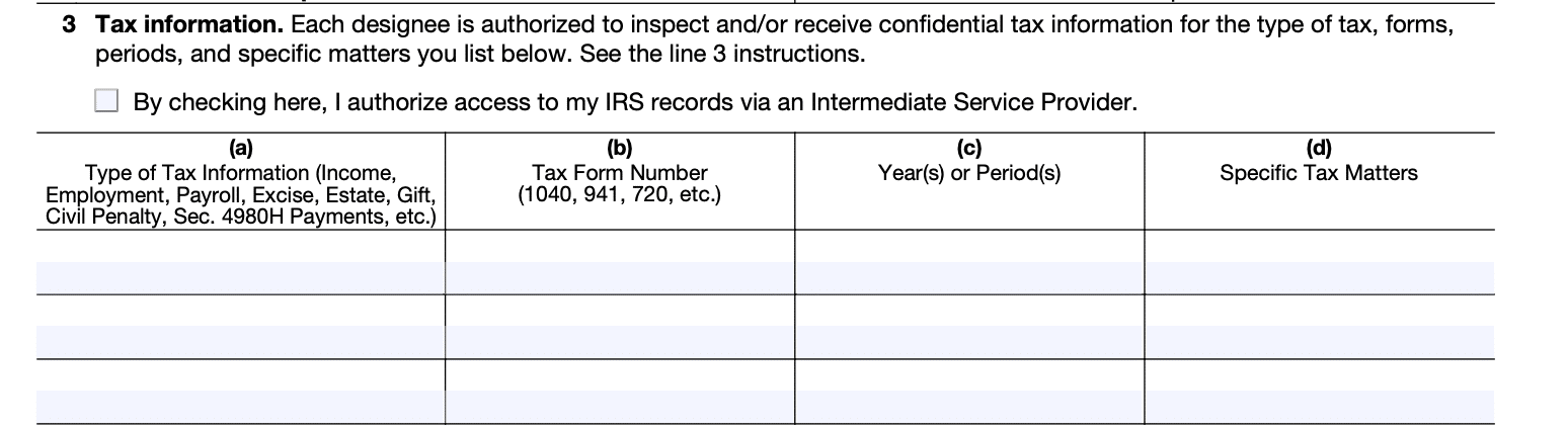 tax information instruction for form 8821