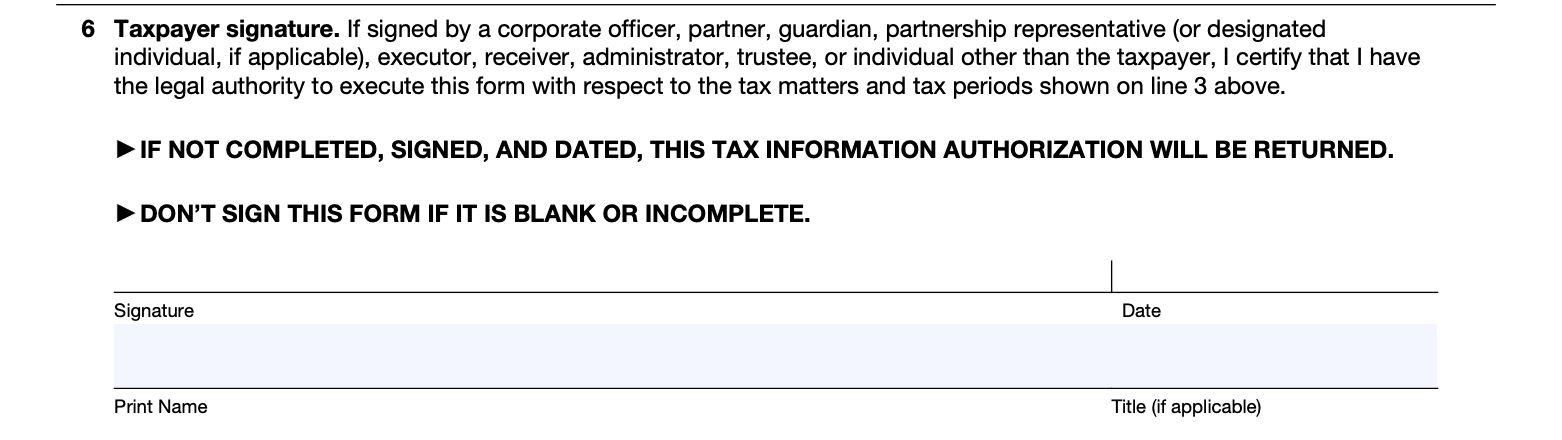 form 8821 - taxpayer signature: line 3