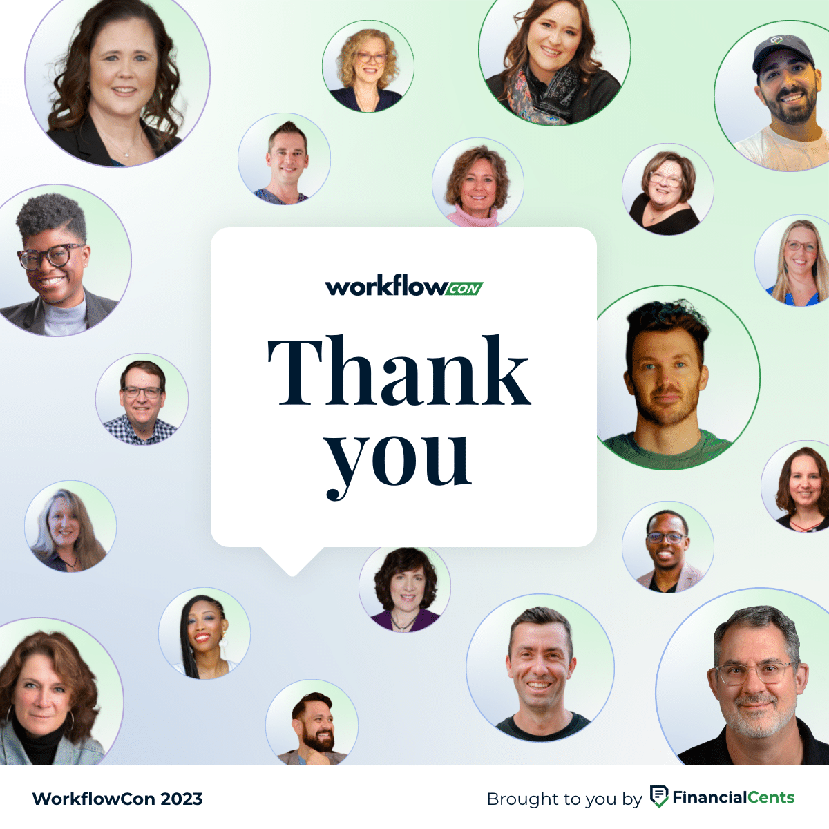 WorkflowCon 2023 thank you banner with images of speakers