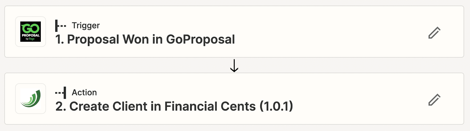 accounting client onboarding: GoProposal Financial Cents and Zapier set up step 1