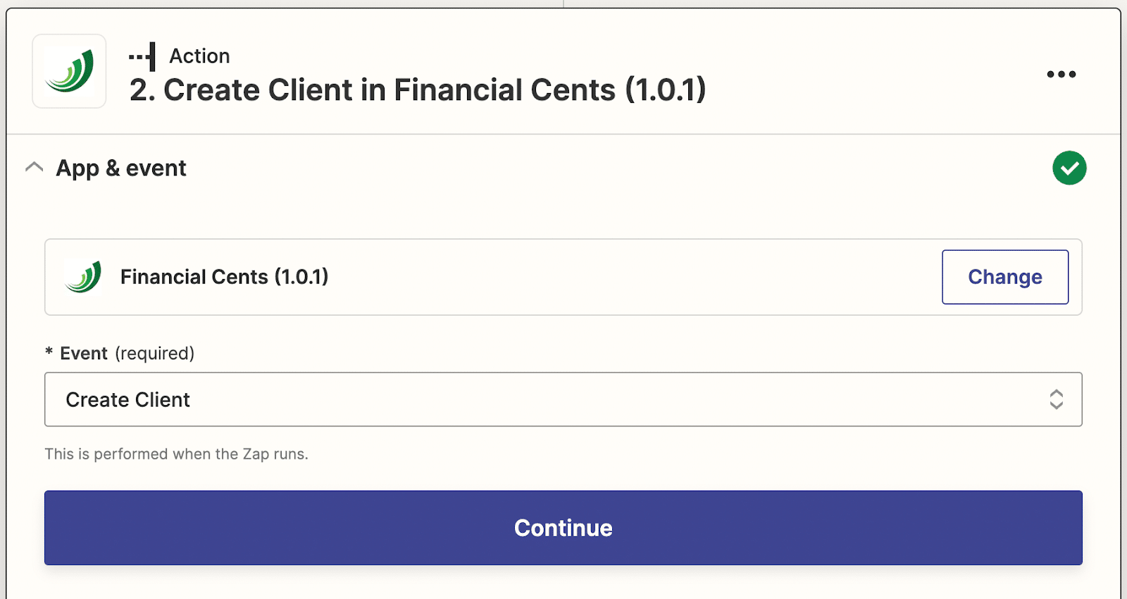 GoProposal Financial Cents and Zapier set up step 3