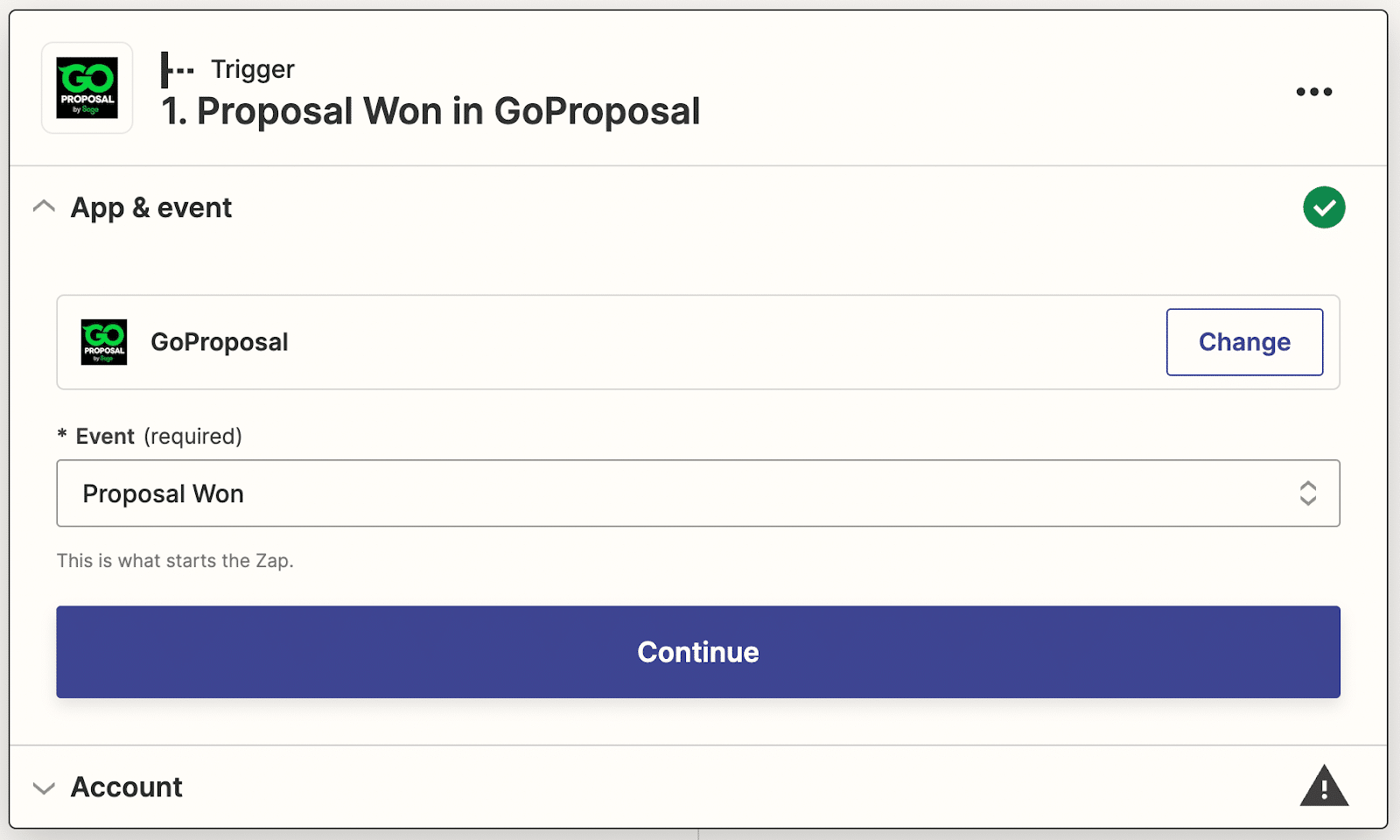 GoProposal Financial Cents and Zapier set up step 2